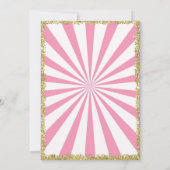 Roze en Gold Carousel Girl Birthday Invitation Kaart (Achterkant)