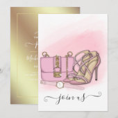 Roze en Gold Chic Bachelorette Party Invitation Kaart (Voorkant / Achterkant)