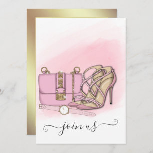 Roze en Gold Chic Bachelorette Party Invitation Kaart