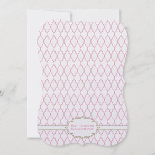 Roze en Gold Christening Baptism Uitnodiging (Achterkant)