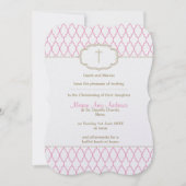 Roze en Gold Christening Baptism Uitnodiging (Voorkant)