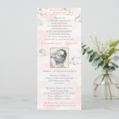 Roze en Gold Clouds Baptism Latina Bautismo Kaart (Staand voorkant)