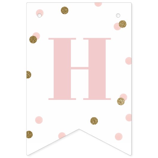 Roze en Gold Confetti Happy Birthday Vlaggetjes (Tweede vlag)