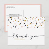 Roze en Gold Confetti Stippen Dank u Briefkaart (Voorkant / Achterkant)