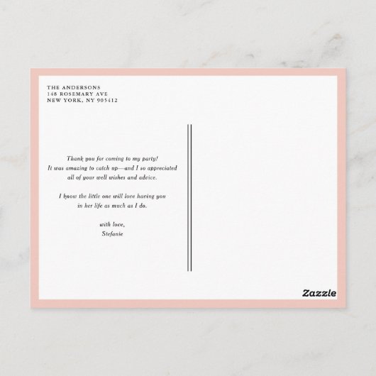 Roze en Gold Confetti Stippen Dank u Briefkaart (Achterkant)