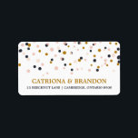 Roze en Gold Confetti Stippen Retouradres label<br><div class="desc">Confetti Stippen Return Address Label Stijlvol en uniek adreslabel met blush,  gold en dark paarse confetti stippen. Overeenkomende objecten en andere kleuren zijn beschikbaar.</div>