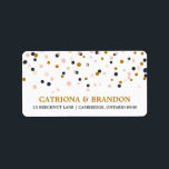 Roze en Gold Confetti Stippen Retouradres label<br><div class="desc">Confetti Stippen Return Address Label Stijlvol en uniek adreslabel met blush,  gold en dark paarse confetti stippen. Overeenkomende objecten en andere kleuren zijn beschikbaar.</div>