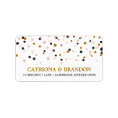 Roze en Gold Confetti Stippen Retouradres label (Voorkant)