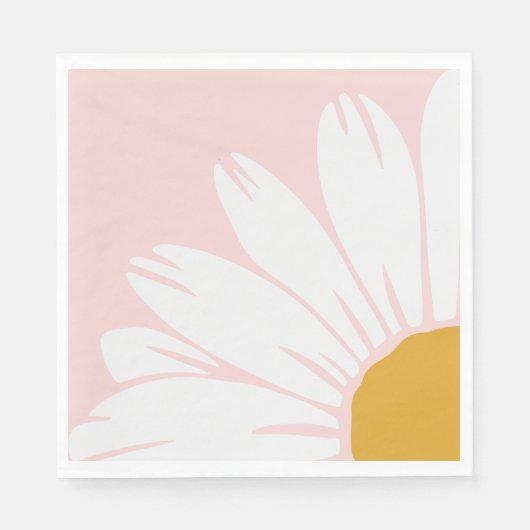 Roze en Gold Daisy Lunch Napkins Servet (Voorkant)