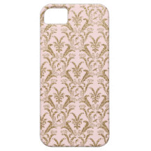 Roze en Gold Damask Patroon