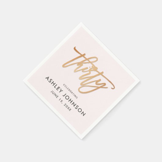 Roze en Gold Derty Script Typography Birthday Servet (Hoek)