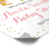 Roze en Gold Dino-baby shower, welkomstteken Poster (Hoek)