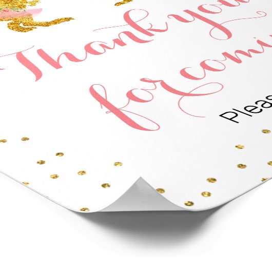 Roze en Gold Dino Hartelijk dank voor uw komst voo Poster (Hoek)