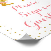 Roze en Gold Dino Onderteken ons gastboek. Poster (Hoek)