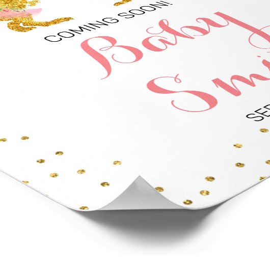 Roze en Gold Dino-Waterverf binnenkort te ondertek Poster (Hoek)