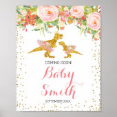 Roze en Gold Dino-Waterverf binnenkort te ondertek Poster (Voorkant)