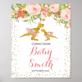 Roze en Gold Dino-Waterverf binnenkort te ondertek Poster