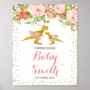Roze en Gold Dino-Waterverf binnenkort te ondertek Poster