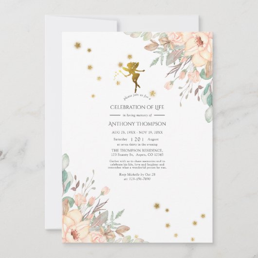 Roze en Gold Fairy, met de titel 'Celebration of L Kaart (Voorkant)