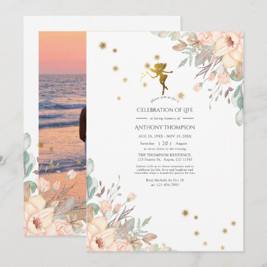 Roze en Gold Fairy, met de titel 'Celebration of L Kaart (Voorkant / Achterkant)