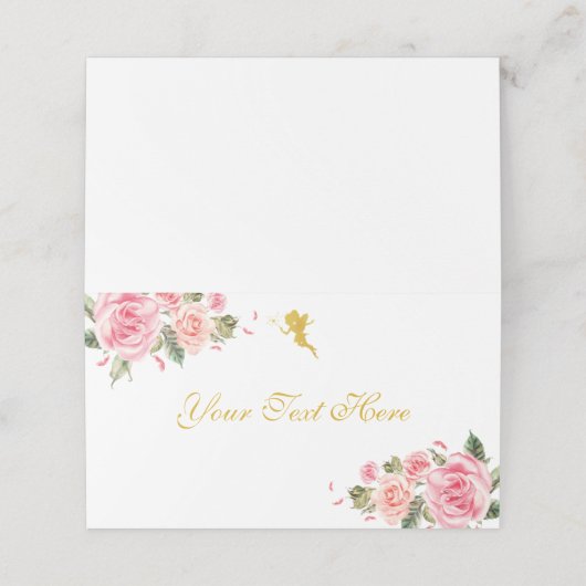 Roze en Gold Fairy Thema Plaatskaartje (Buitenkant ongevouwen)