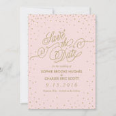 Roze en Gold Fancy sterren Sla de datum op Save The Date (Voorkant)