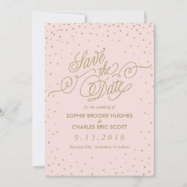 Roze en Gold Fancy sterren Sla de datum op Save The Date