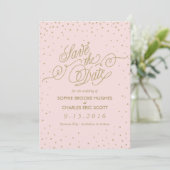 Roze en Gold Fancy sterren Sla de datum op Save The Date (Staand voorkant)