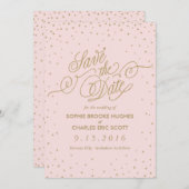 Roze en Gold Fancy sterren Sla de datum op Save The Date (Voorkant / Achterkant)