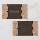 Roze en Gold Faux Glitter Black Glamour Chic Visitekaartje (Voorkant / Achterkant)
