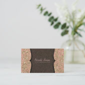 Roze en Gold Faux Glitter Black Glamour Chic Visitekaartje (Staand voorkant)