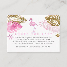 Roze en Gold Flamingo Baby shower Book Request Informatiekaartje