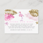 Roze en Gold Flamingo Baby shower Book Request Informatiekaartje (Voorkant)
