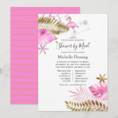 Roze en Gold Flamingo Bridal of Baby shower per po Kaart (Voorkant / Achterkant)