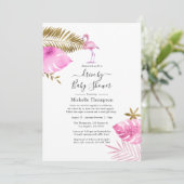 Roze en Gold Flamingo Drive by Shower Kaart (Staand voorkant)