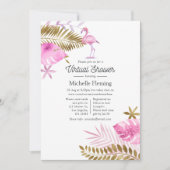 Roze en Gold Flamingo Virtual Baby shower Kaart (Voorkant)