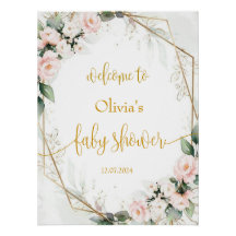 Roze en Gold Floral Baby shower Welkomstteken