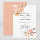 Roze en Gold Floral Bridal of Baby shower per post Kaart (Voorkant / Achterkant)