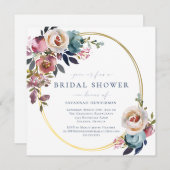 Roze en Gold Floral Bridal Shower Kaart (Voorkant / Achterkant)