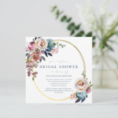 Roze en Gold Floral Bridal Shower Kaart (Staand voorkant)