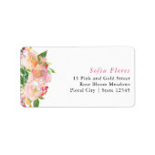 Roze en Gold Floral Chic RSVP Envelope Adres Etiket (Voorkant)