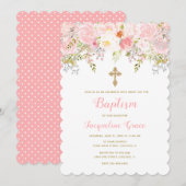 Roze en Gold Floral communiqué Kaart (Voorkant / Achterkant)