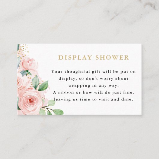 Roze en Gold Floral Display Shower-behuizing Visitekaartje (Voorkant)