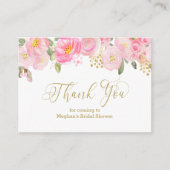 Roze en Gold Floral Gold Calligrafie Hartelijk dan Informatiekaartje (Voorkant)