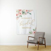 Roze en Gold Floral Vrijgezellenfeest achtergrond Wandkleed (In situ)