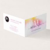 Roze en Gold Folded Holographic Visitekaartje (Buitenkant)