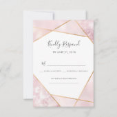 Roze en Gold Geometic RSVP-kaarten Kaart (Voorkant)