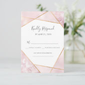 Roze en Gold Geometic RSVP-kaarten Kaart (Staand voorkant)