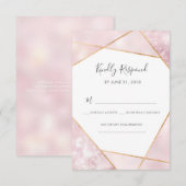 Roze en Gold Geometic RSVP-kaarten Kaart (Voorkant / Achterkant)