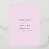 Roze en Gold Girl's First Birthday Confetti Folie Uitnodiging (Achterkant)